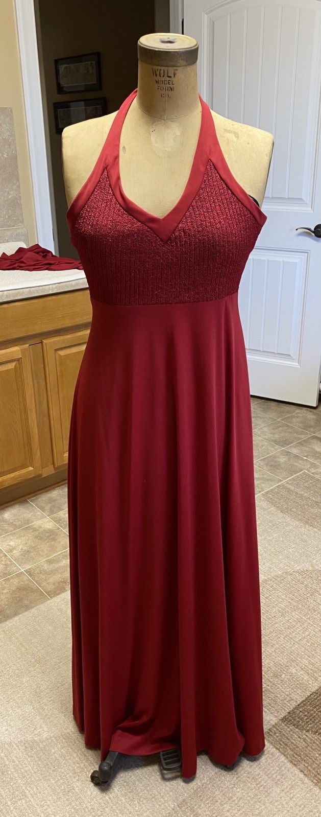 Vintage 70s 2 Pcs Halter Bridesmaid Dress Size 12
