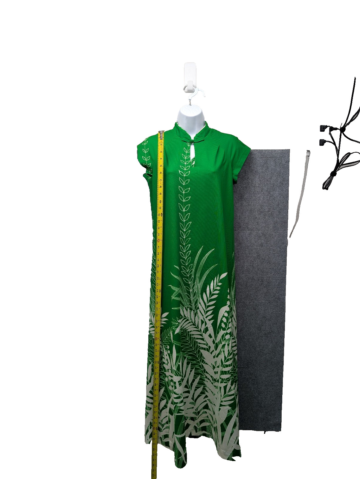 Malihini Hawaii Vintage Dress Womens 10 Maxi Kelly Green 70s Asian Inspired Mod