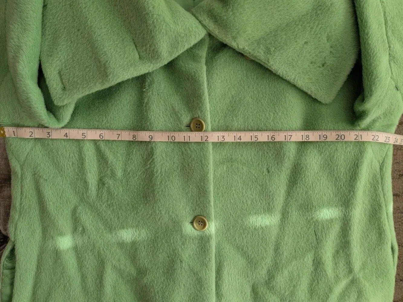 Armani Collezioni Vintage 00s Wool Llama Coat Apple Green Oversized Collar Sz L
