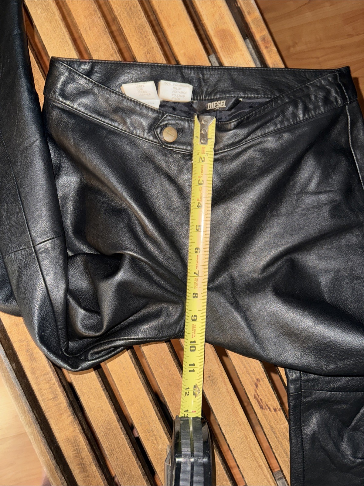 Vintage 80’s Diesel Black Leather ETICHETTA Pants No Pockets Size M