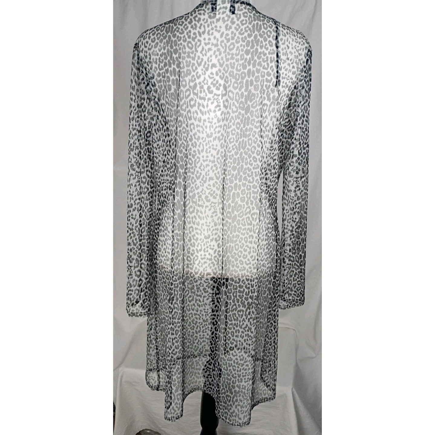 Breakin’ Loose Vintage Womens Leopard Print Sheer Mesh Duster Cardigan Sz 13/14