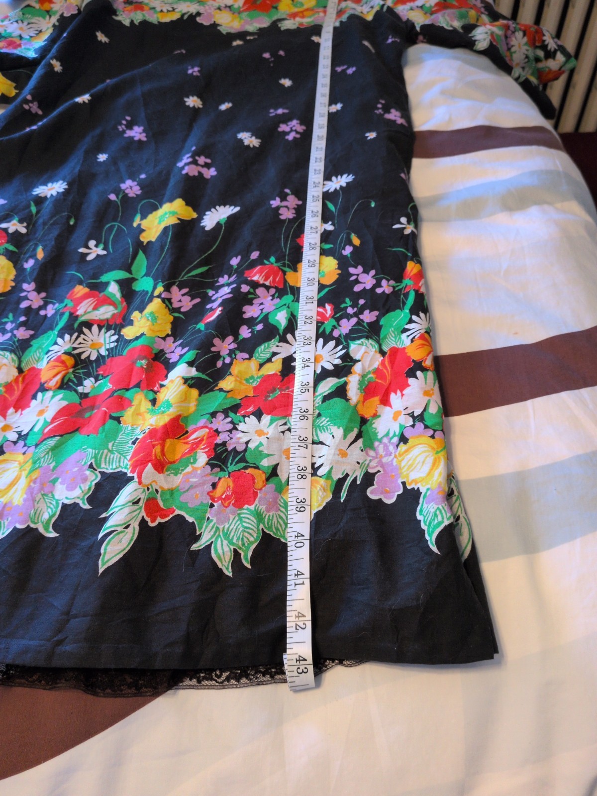 Vintage Lined Kaftan Cotton Blend Black Floral Women’s Size M/L Mumu Grannycore