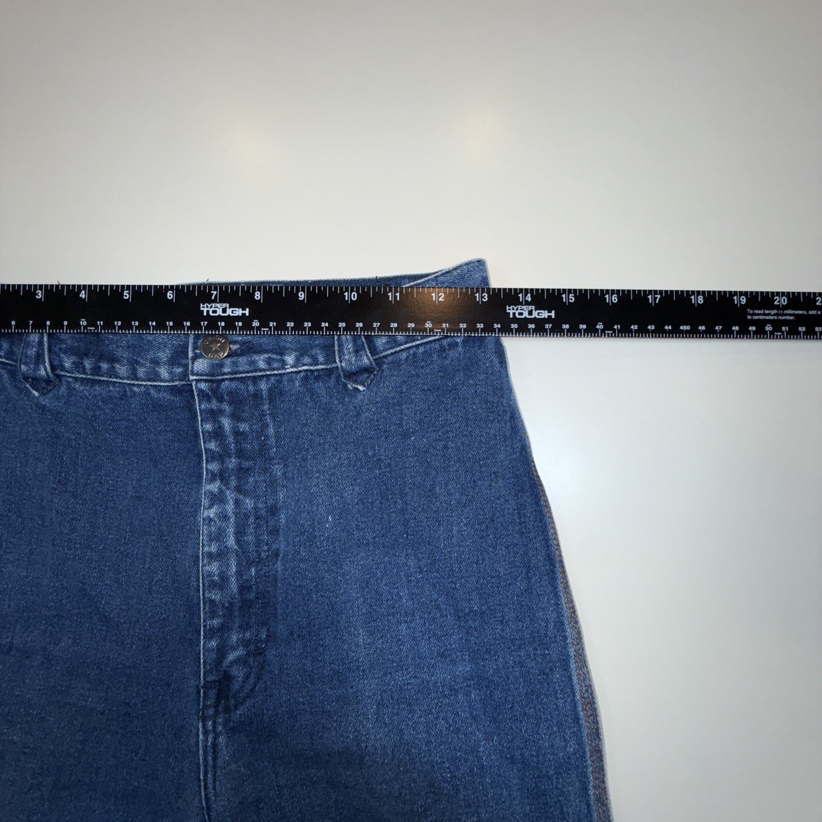 Vintage 70s Union Gap Wide Leg Jeans Footprint Stitching Embroidered 26×30
