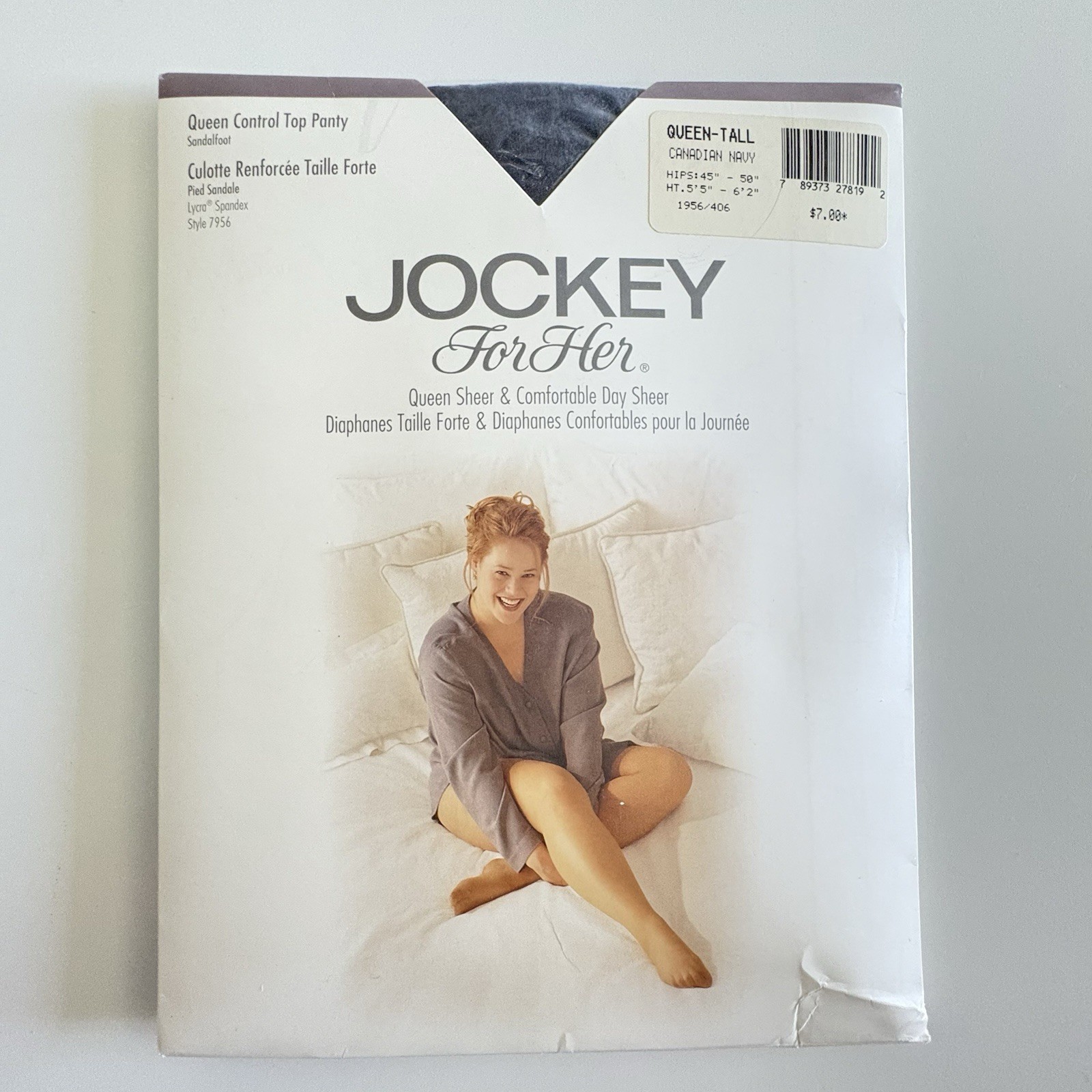 Jockey 1996 Vtg Women’s Queen Tall Control Top Pantyhose Navy Blue Sandalfoot