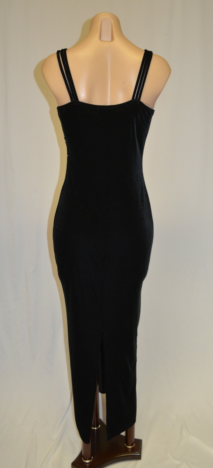 Onyx Nite Vintage 90s Black Velvet Silver Sparkle Sexy Prom Party Dress sz 6
