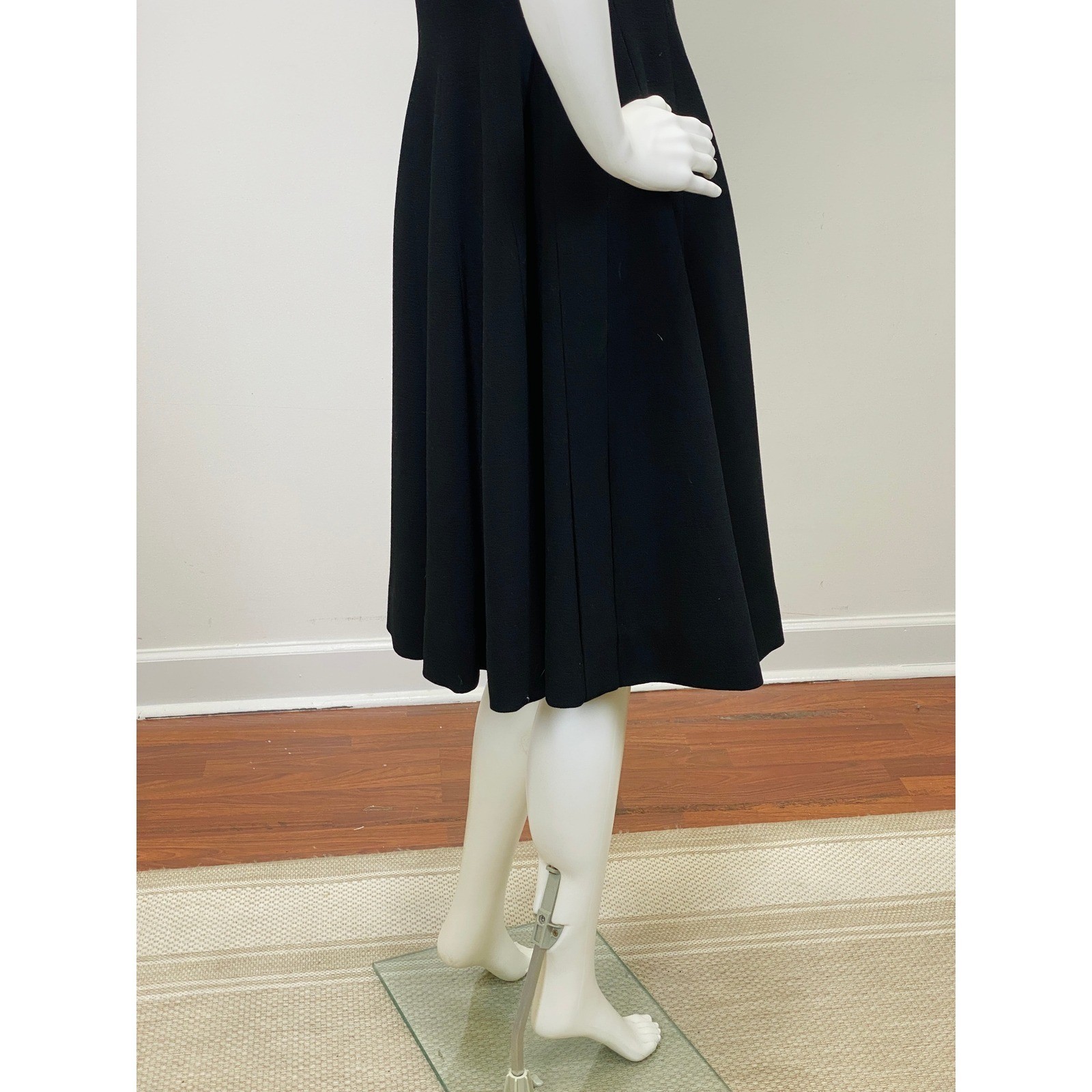 Vintage 1960s Norman Norell Dress Black A-Line Princess Seams Short Sleeve