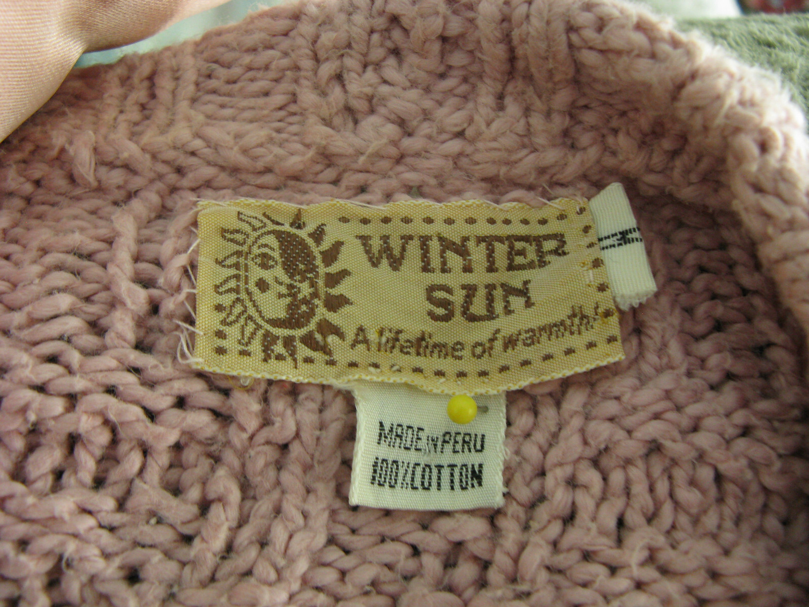 Cardigan Sweater Made in Peru Hand Knit Vintage