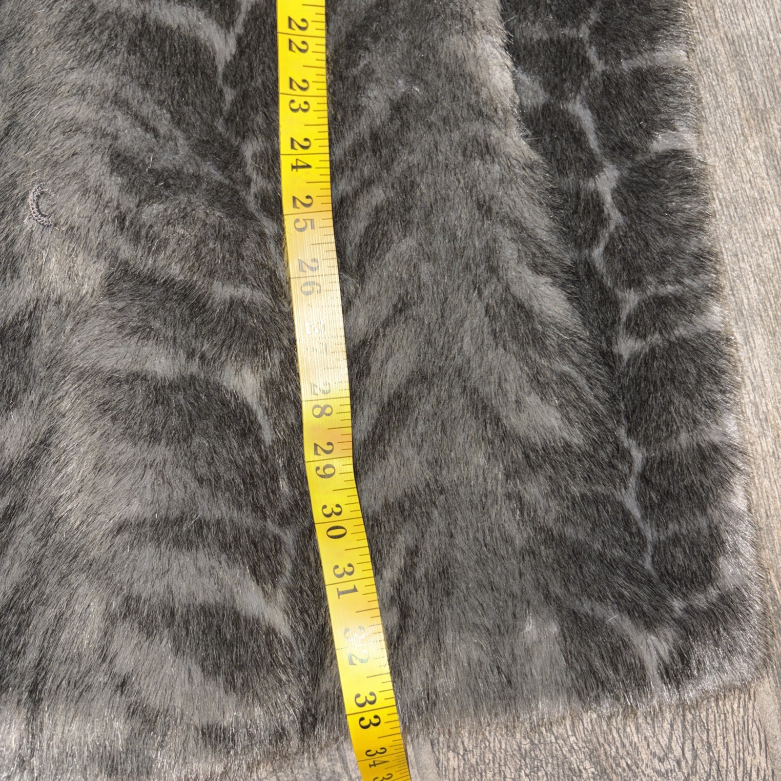 Vtg Hillmoor NY Faux Fur Swing Coat Chevron Animal Print Gray L/XL? Mob Wife