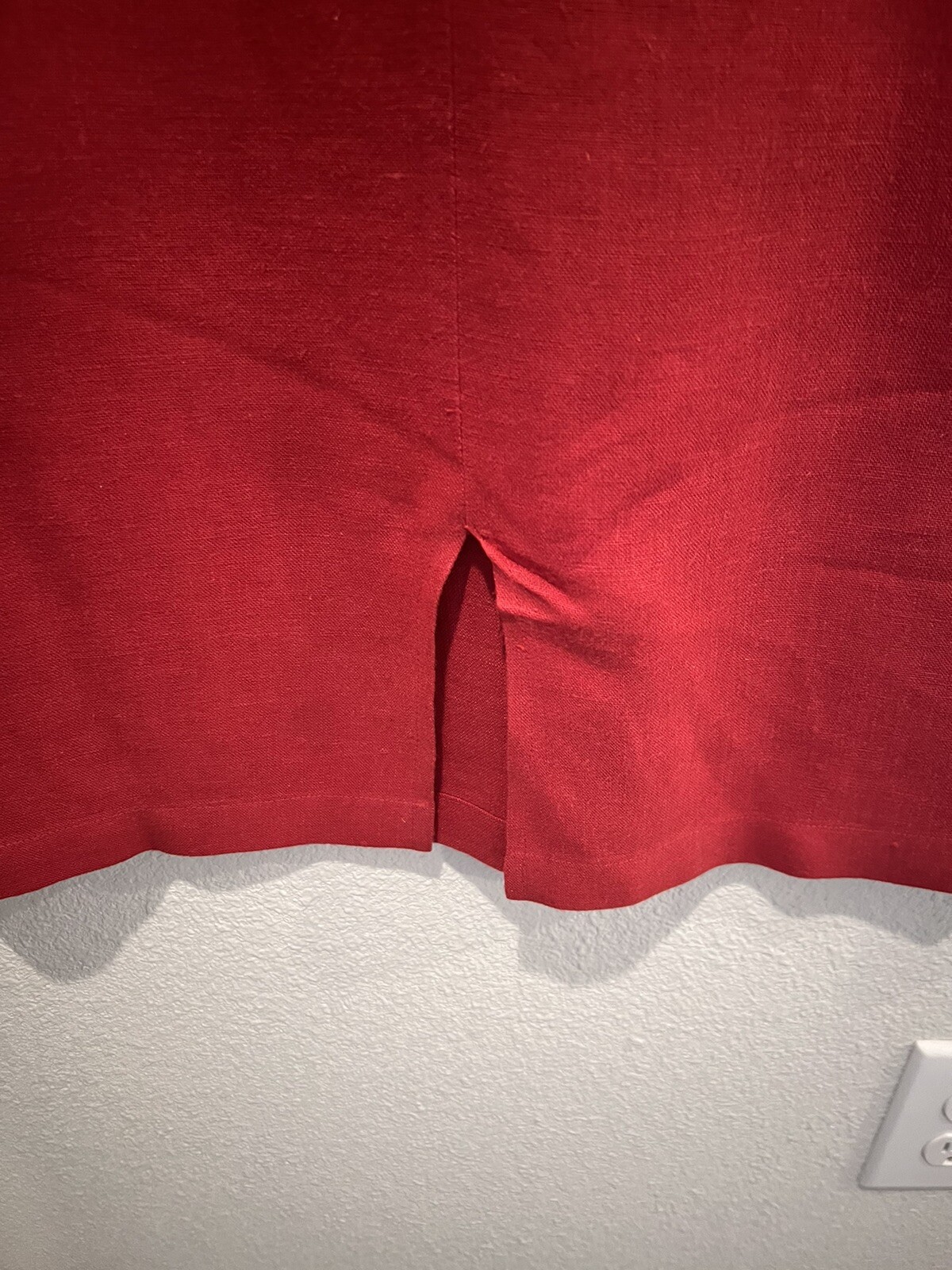 Vintage 90s Red Sleeveless Dress Flax Linen Blend Empire Waist Minimalist Sz 16