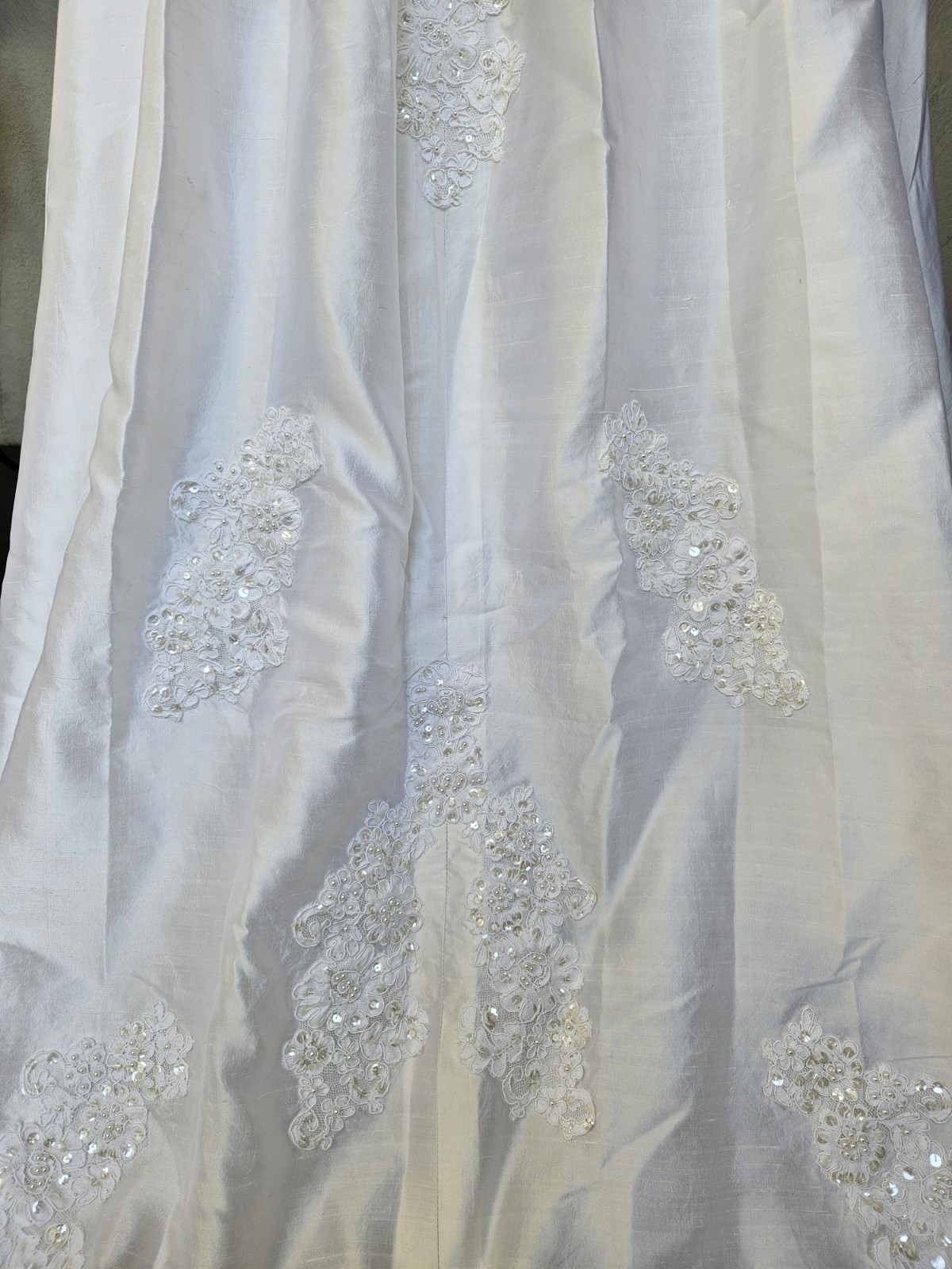 Vintage 90s Wedding Dress Princess Ballgown Basque Waist Silk Dupioni Size 10
