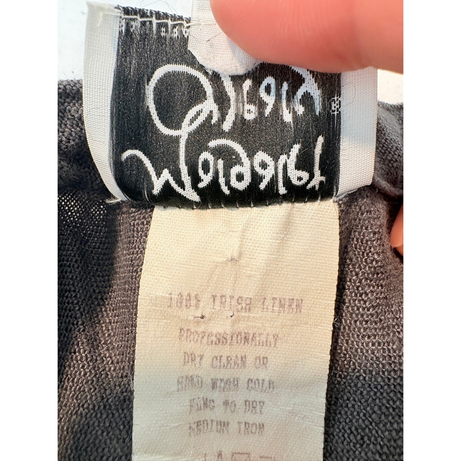 VTG Margaret O’Leary 100% Irish Linen Maxi Skirt Charcoal Gray Elastic Waist M