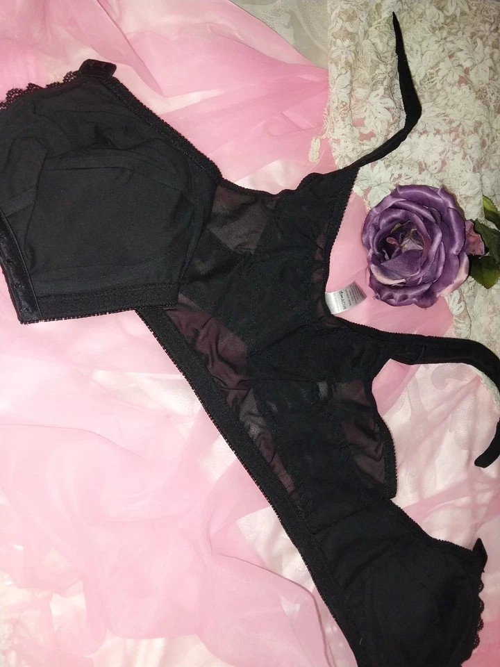 VTG Styl Pointy Eye Hook Front Closure Bra Back Support Office Sissy 38C NO UW