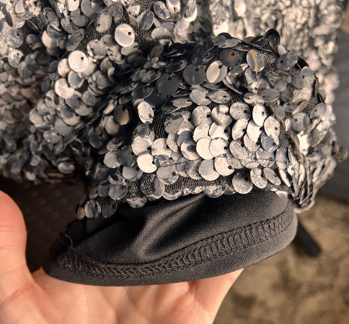 Vintage Sears Silver Black Sequin Dress Womens 12 Sleeveless Cocktail Party