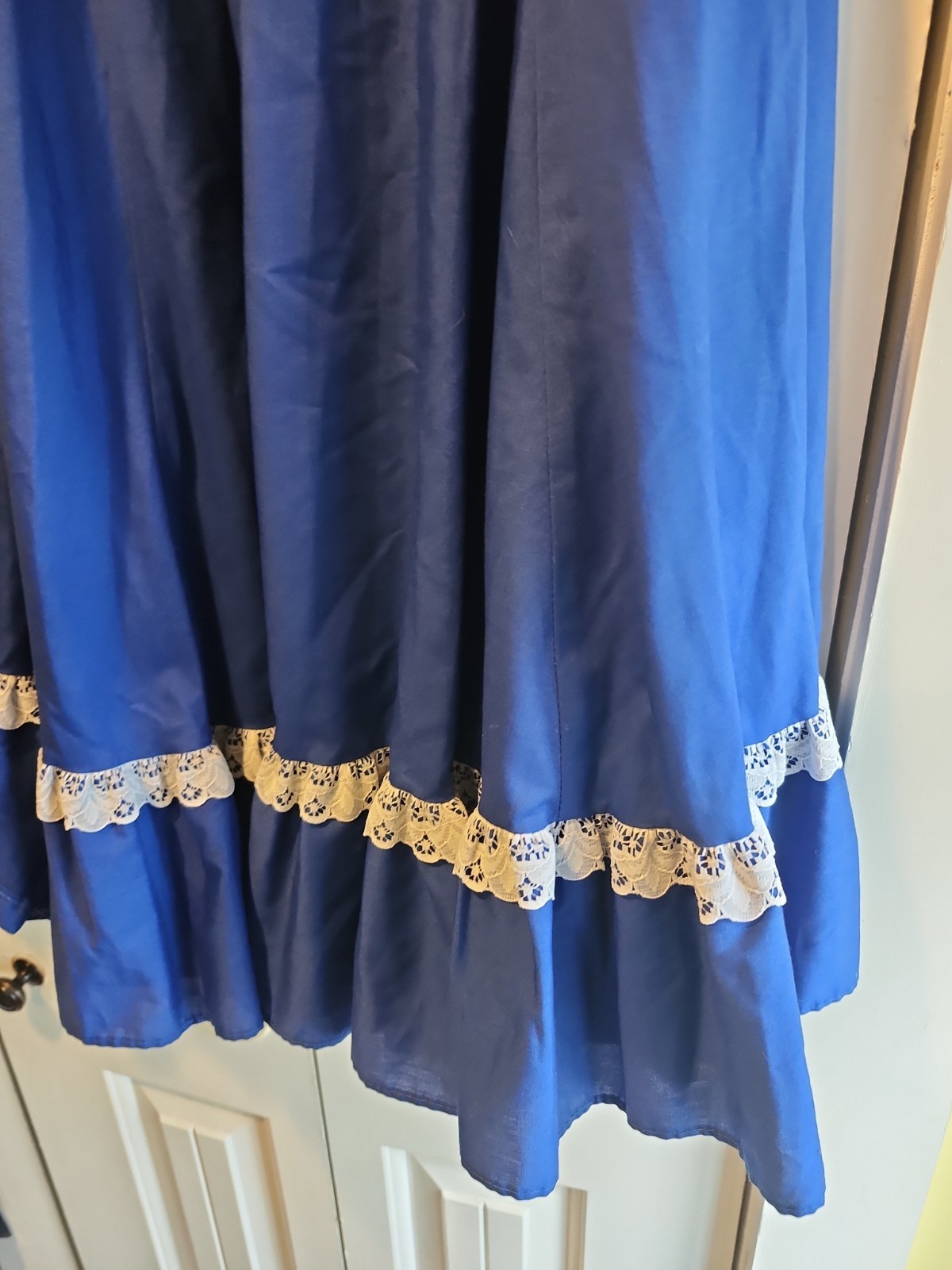 Partners Please! Malco Modes Square Dance Skirt XL & Blouse L Blue w White Lace