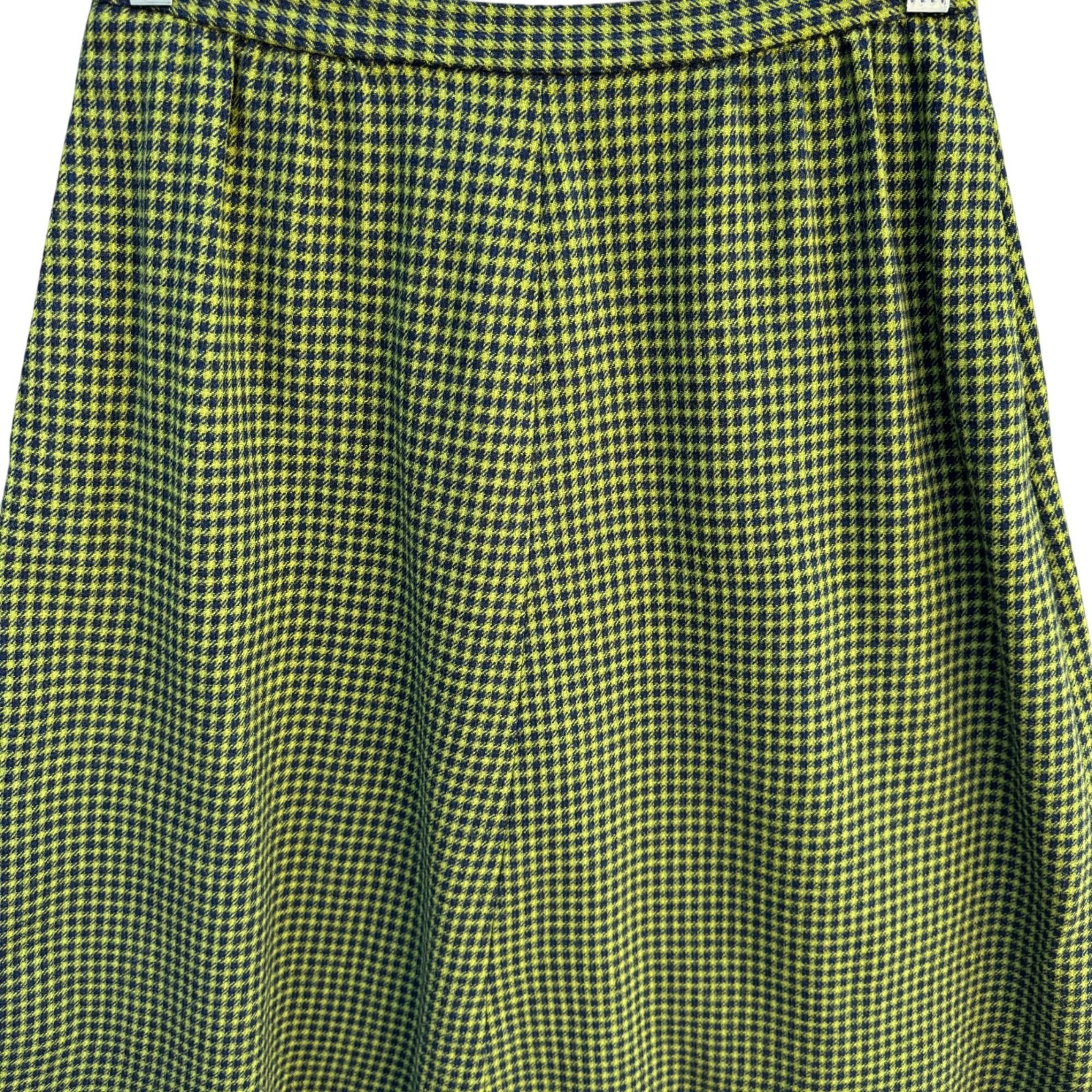 Pendleton Vintage 60s 70s Wool Houndstooth Twee Mod Retro A-Line Skirt Green S