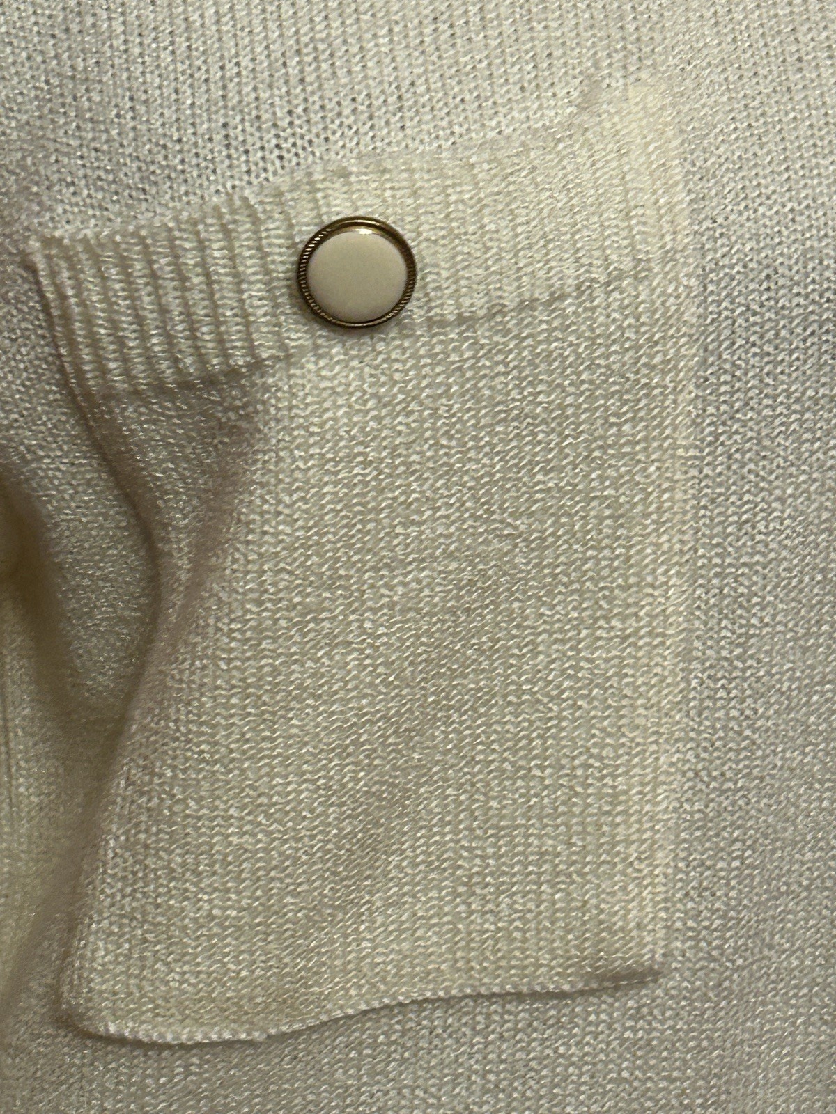Vintage SCHRADER KNIT Skirt /Blouse Set Size 8 Womens Ivory Color 70s/80s Office