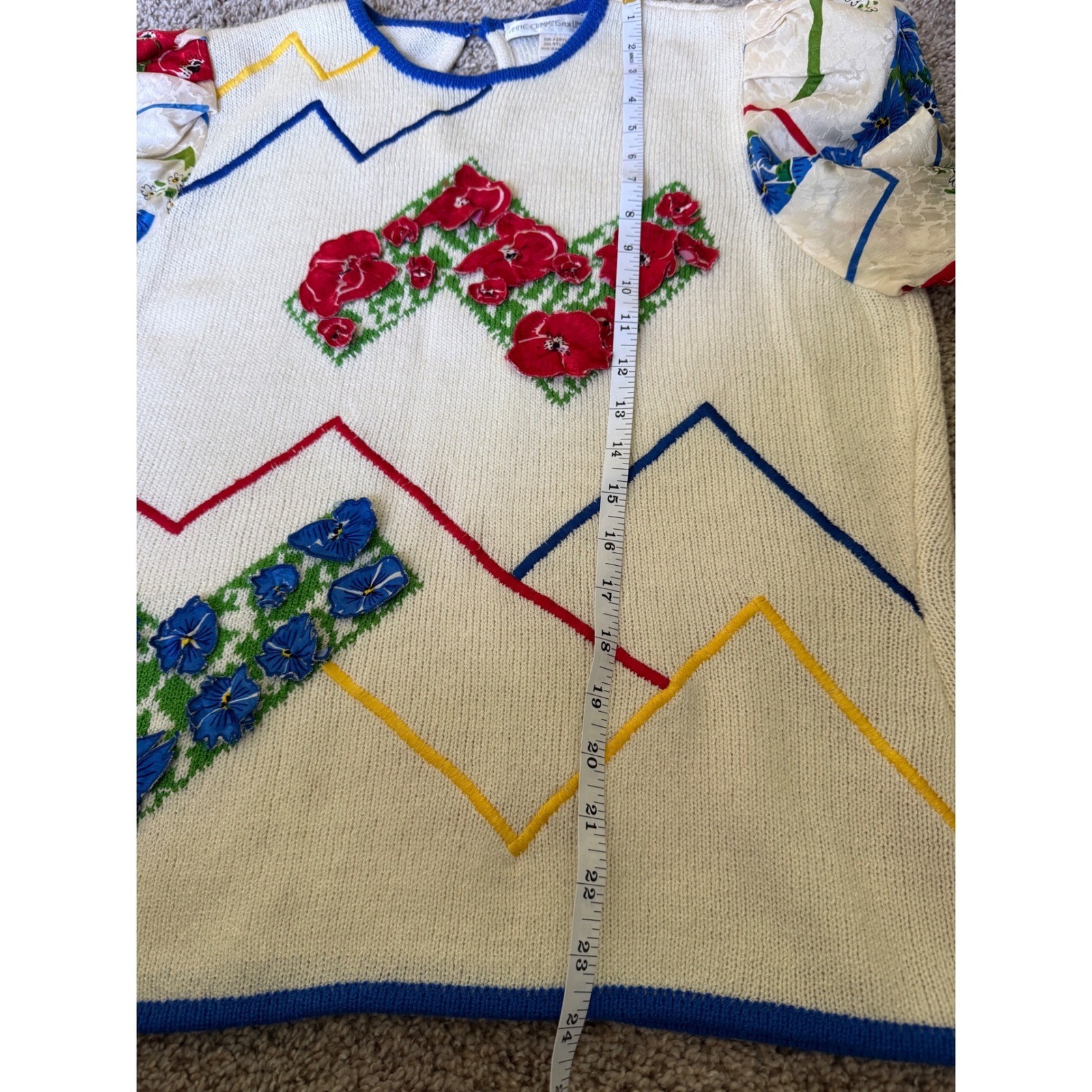 Vintage 3pc Silk Skirt Sweater Scarf Set Floral Whimsical 80s Grandmacore