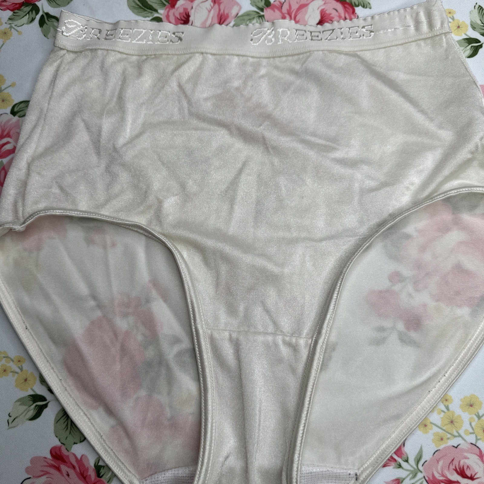 Vtg Panties Second Skin High cut leg Brief 6 Nylon Breezies Medium Stretch Satin