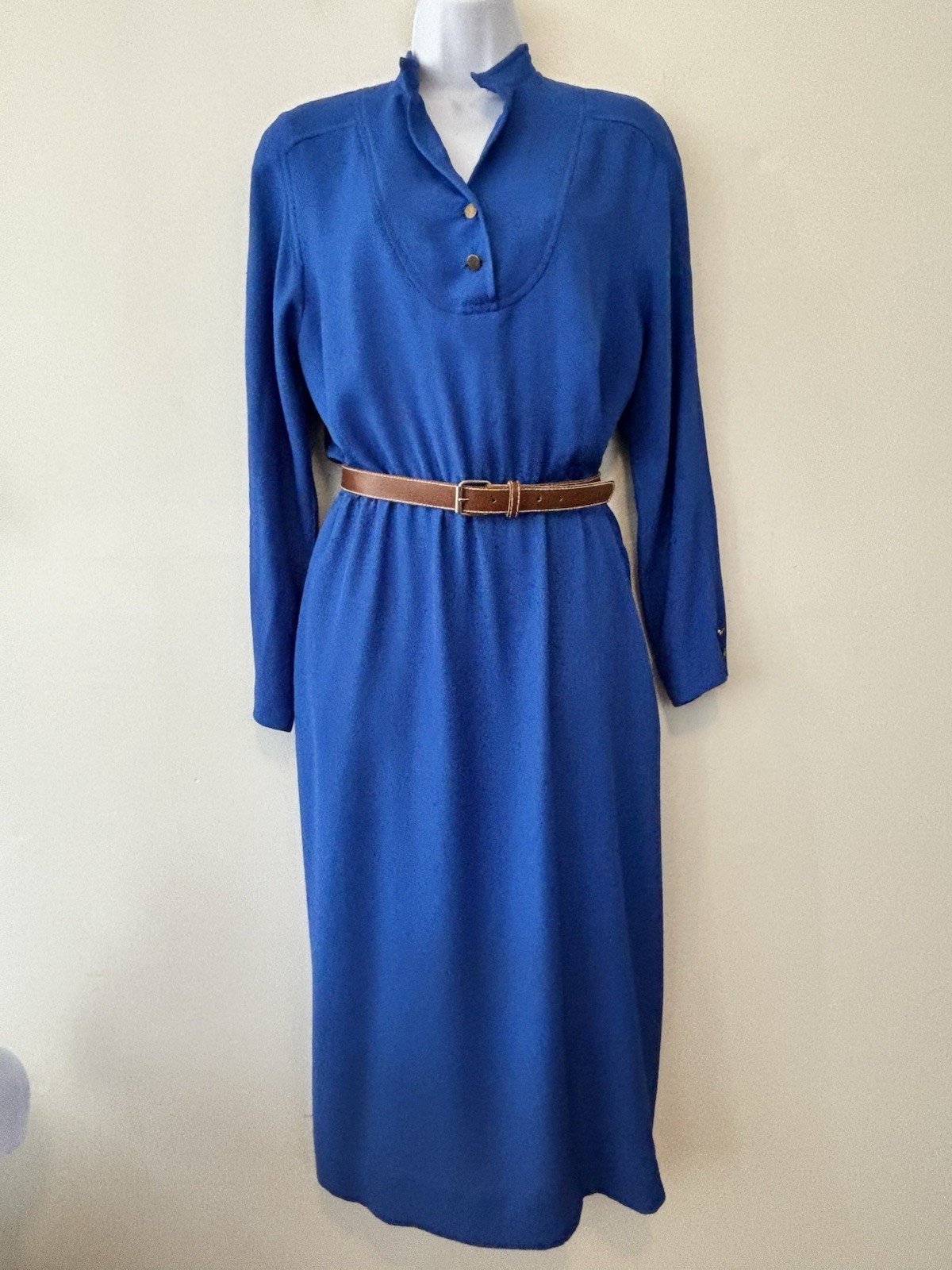 Vintage Doncaster Custom Dress Pullover Royal Blue Elastic Waist Women Medium 80