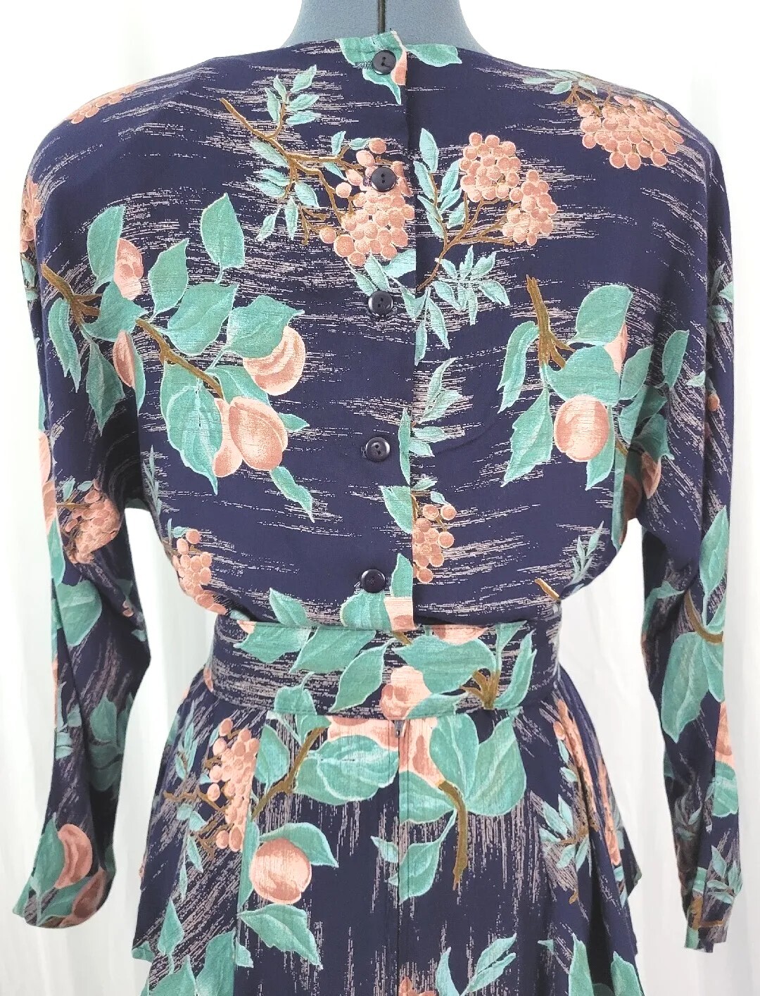 Vintage Irresistible Navy Dress w Fruit Pattern & Matching Belt Size 11/12