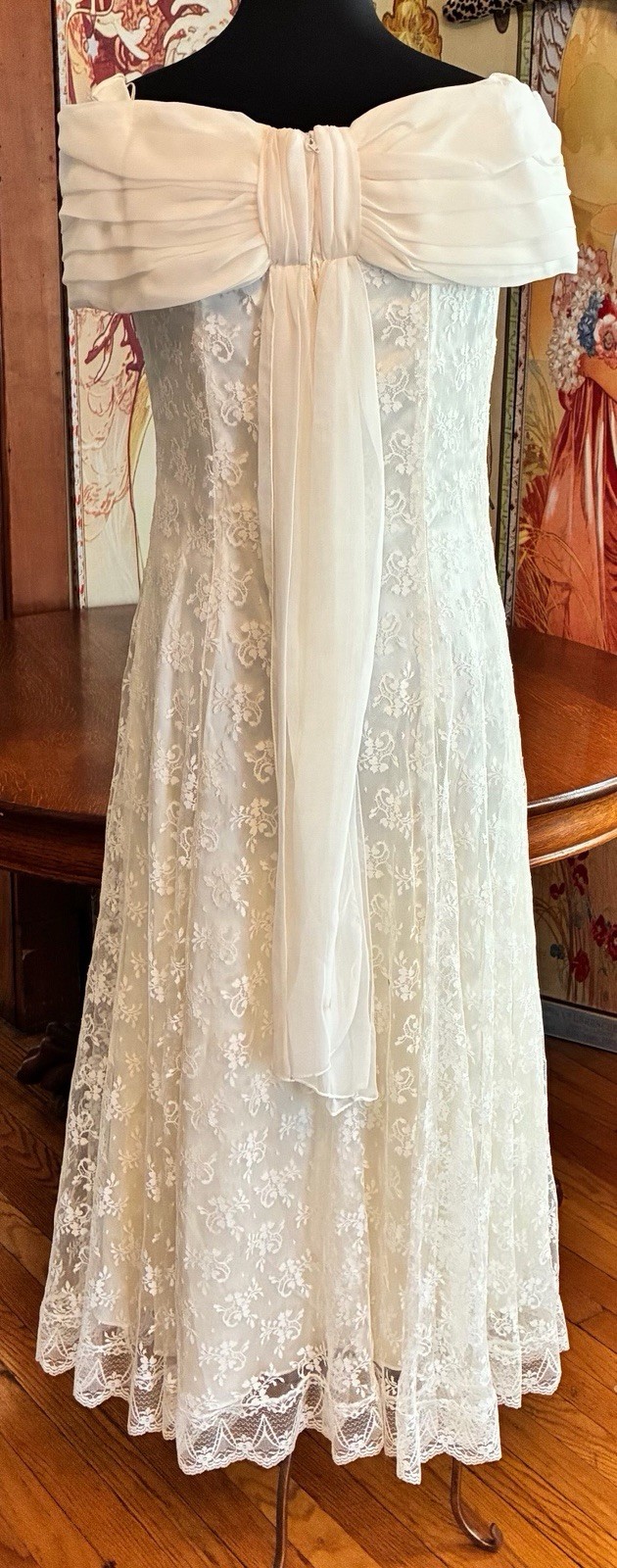 Vintage Scott McClintock Formal Wedding Dress Off Shoulder Lace Sz 12