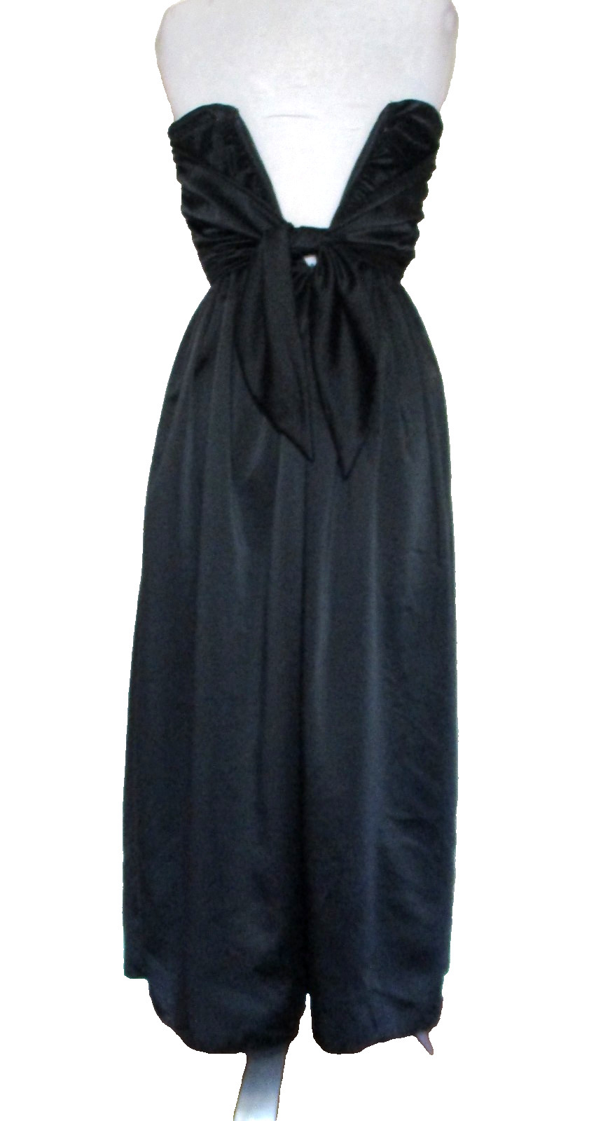 Vintage Anthony Muto Evening Gown Dress XS Women Black Satin Strapless