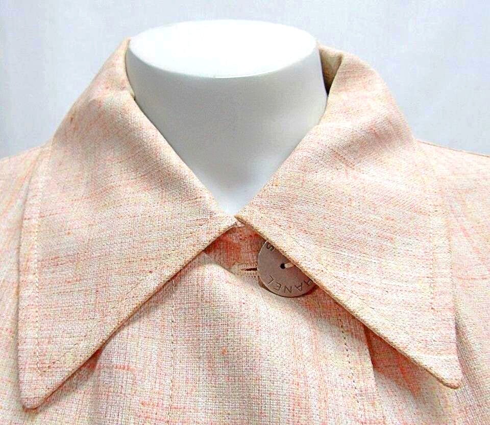 CHANEL Vintage Peach Linen Water resistant Rain Coat Trench Jacket 38 6 Small