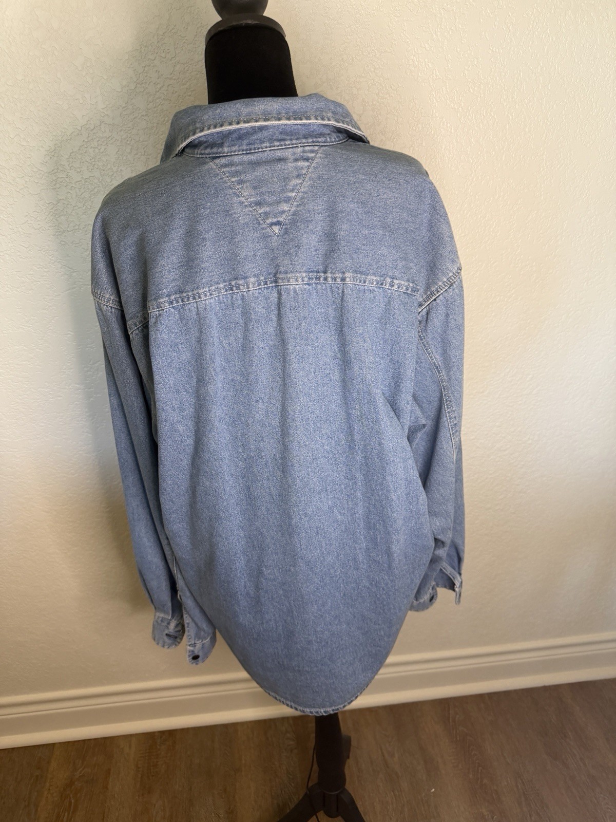 Vintage 90s Tommy Hilfiger Denim Half Zip Pullover Shirt S/P Oversized Jean Top