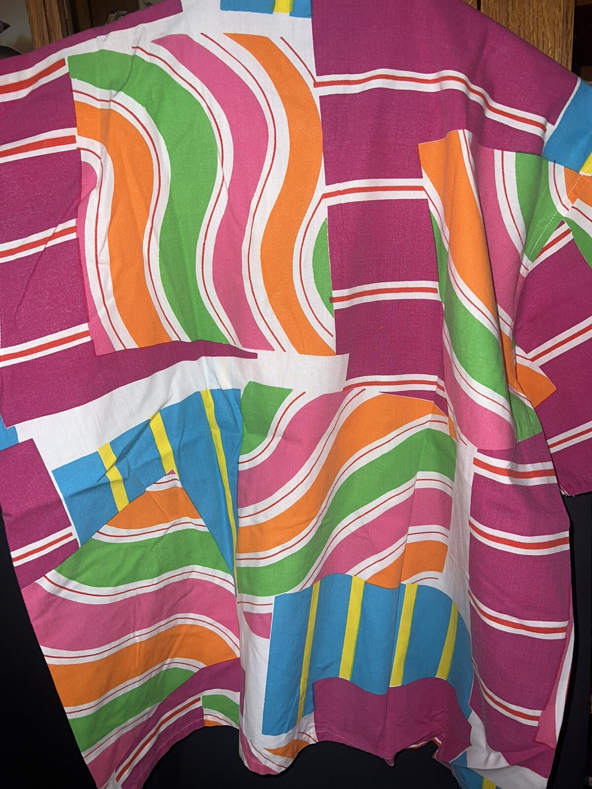 vtg 80’s 90’s C’EST JOLI By Laura Mom L Geometric Swoops Stripe Shirt Pink