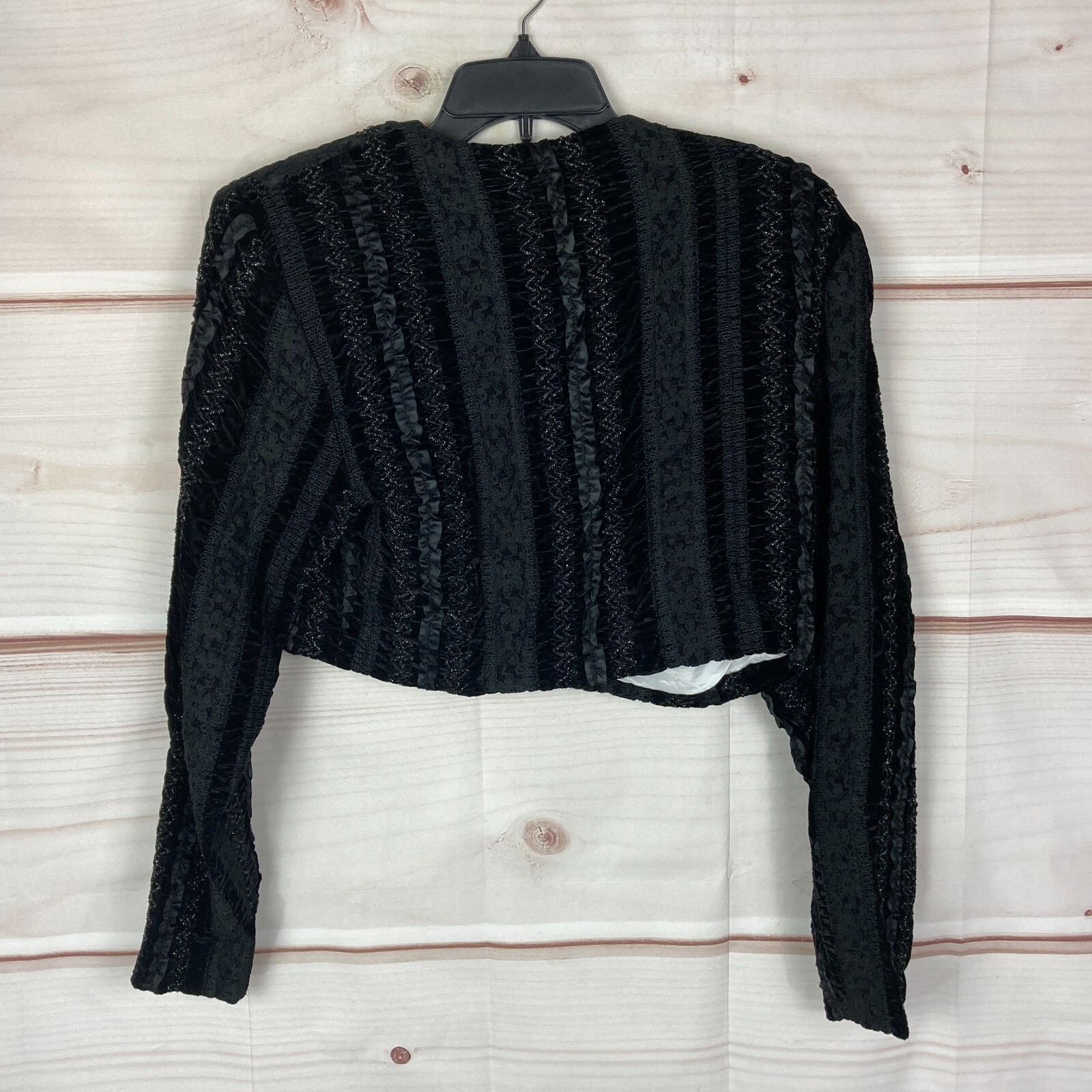 Georges Marciano Jacket Womens 8 Black Vintage Crop Velvet Ribbon Long Sleeve
