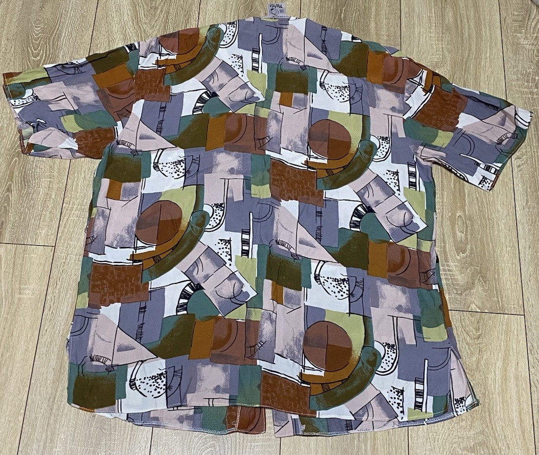 Rafale London Women’s Abstract Print Blouse Button Front Multicolor One Size