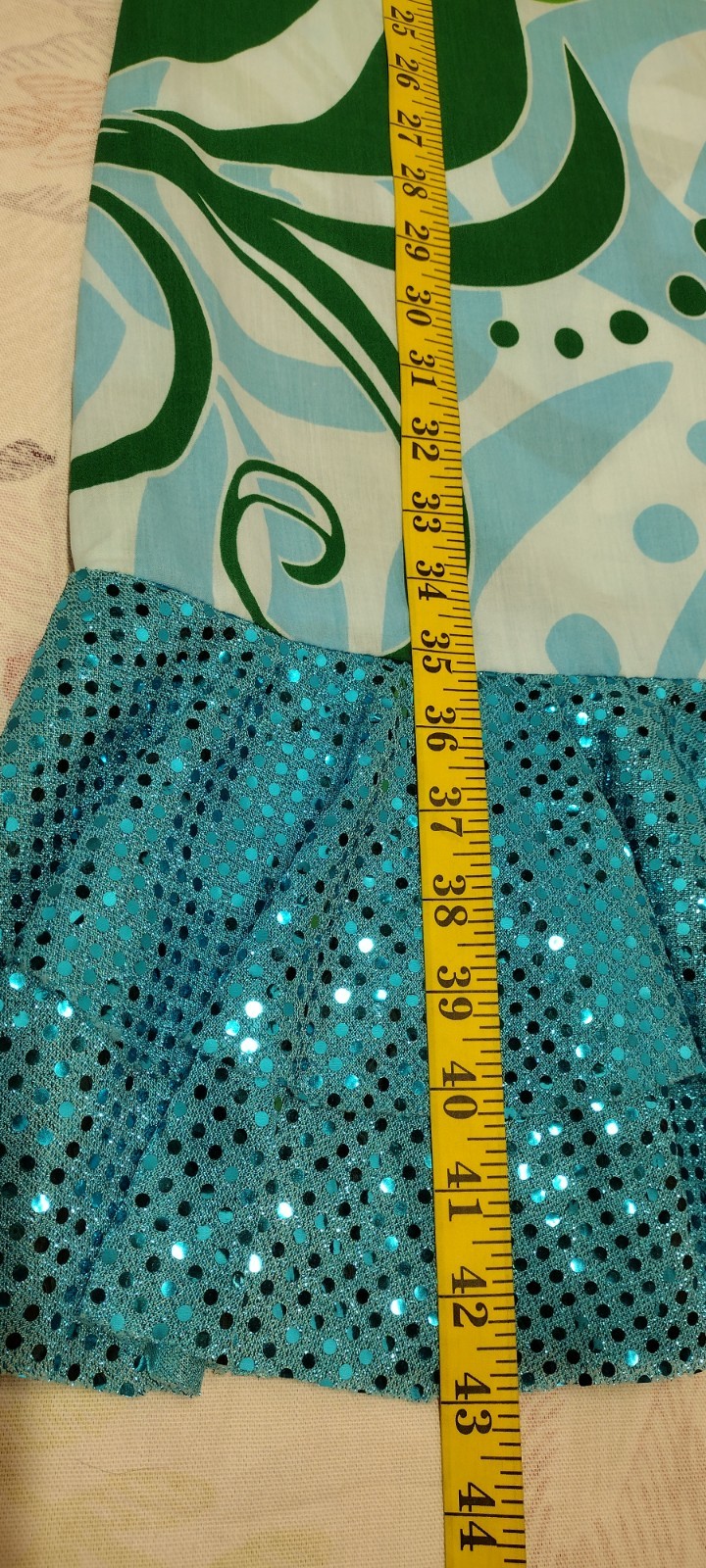 Psychedelic Dress Blue Shift Glitter Sequin Effect Med Costume Dress