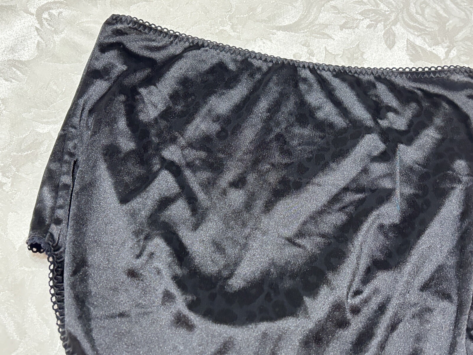 Vtg MARILYN MONROE 7159-49 Second Skin Satin 2X Black Leopard Panties #219