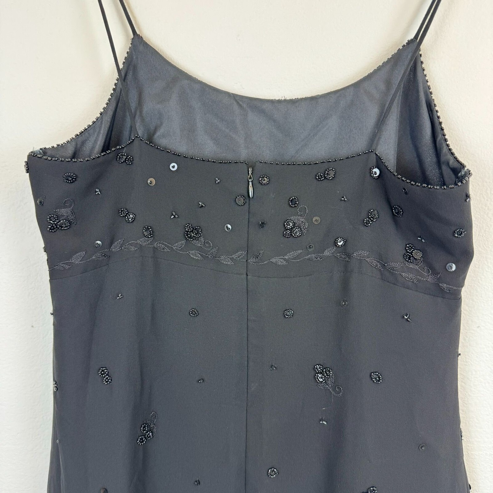 VTG Vintage Phoebe Silk Black Sequin Formal Midi Maxi Dress 8 (6)