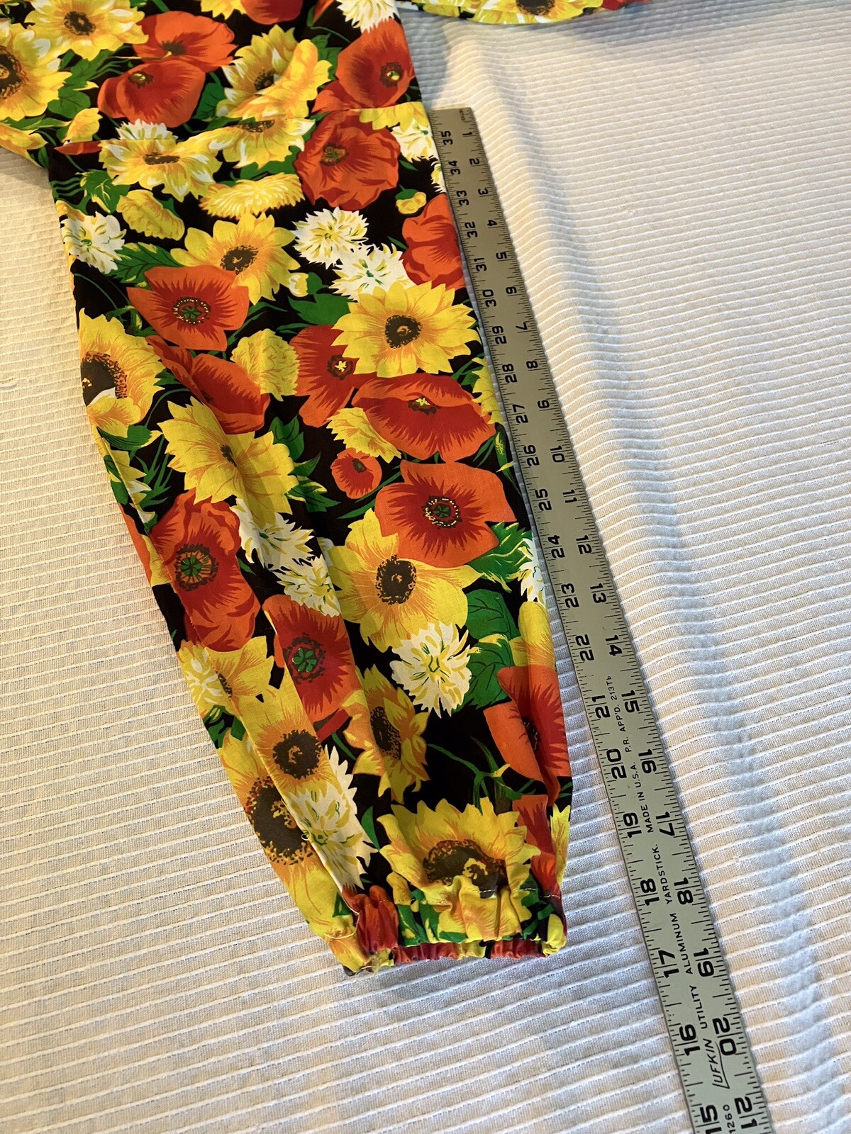 Cotton Dress Garden Flowers Boho farm hooded Homemade no tags L? Amish Pleated