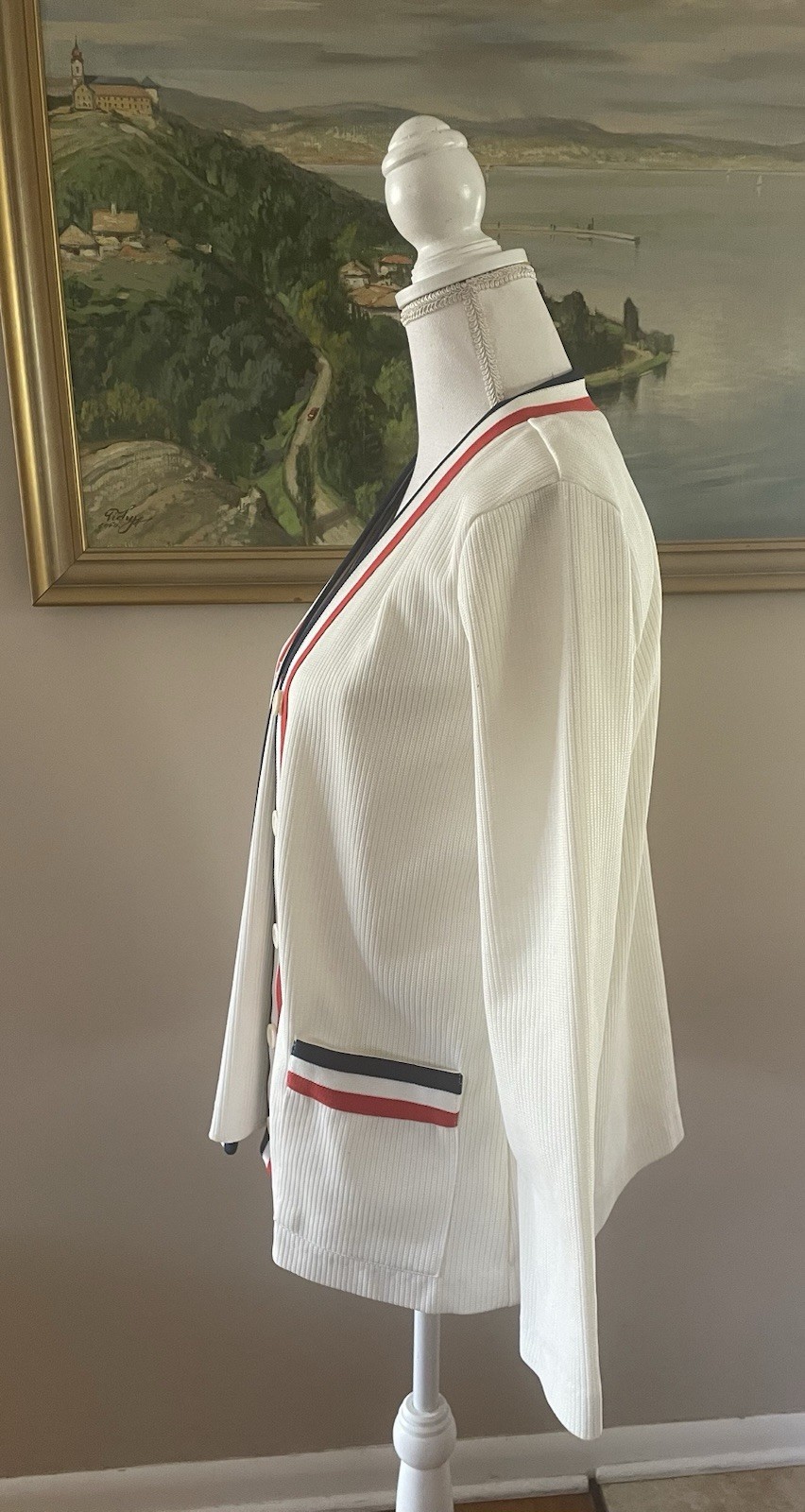 Vintage Nautical Preppy Tennis Twin Set Sweater Cardiigan Vest Top Shirt USA