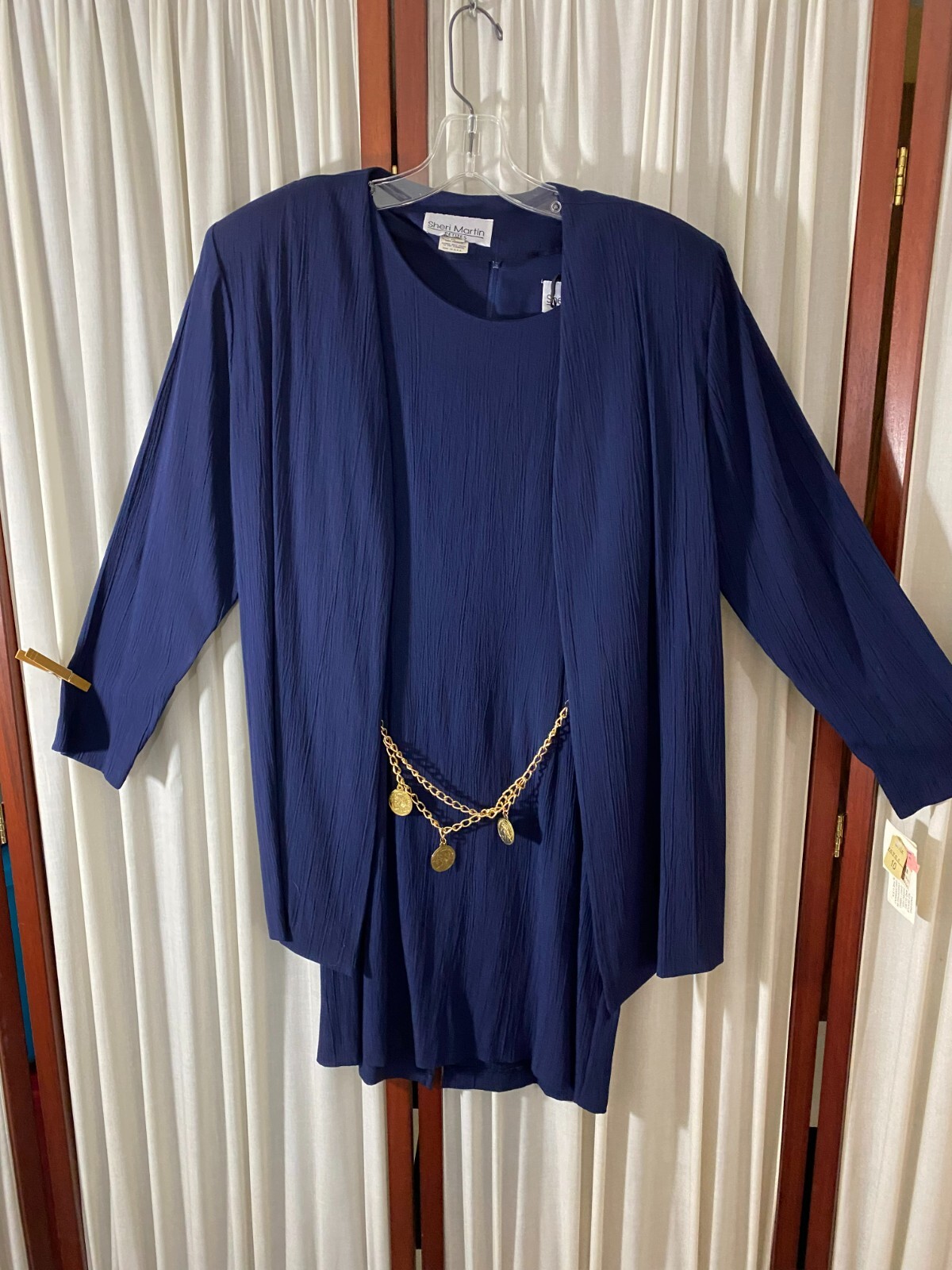 1980’s Sheri Martin Petites Dress w/Jacket/Gold Chain Belt-M- MWT- NEW WAVE-SALE