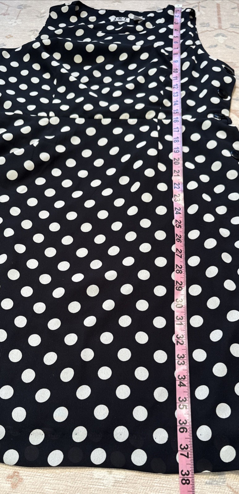 Vintage Polka Dot JRT Newport News Dress Chiffon Side Button Classic Preppy L