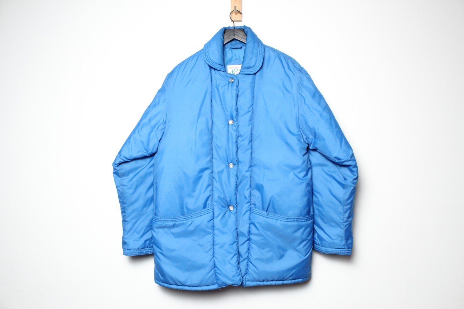 Vintage 1990s Haband For Her True Blue Puffer Chore Coat with Metal Snaps – 12