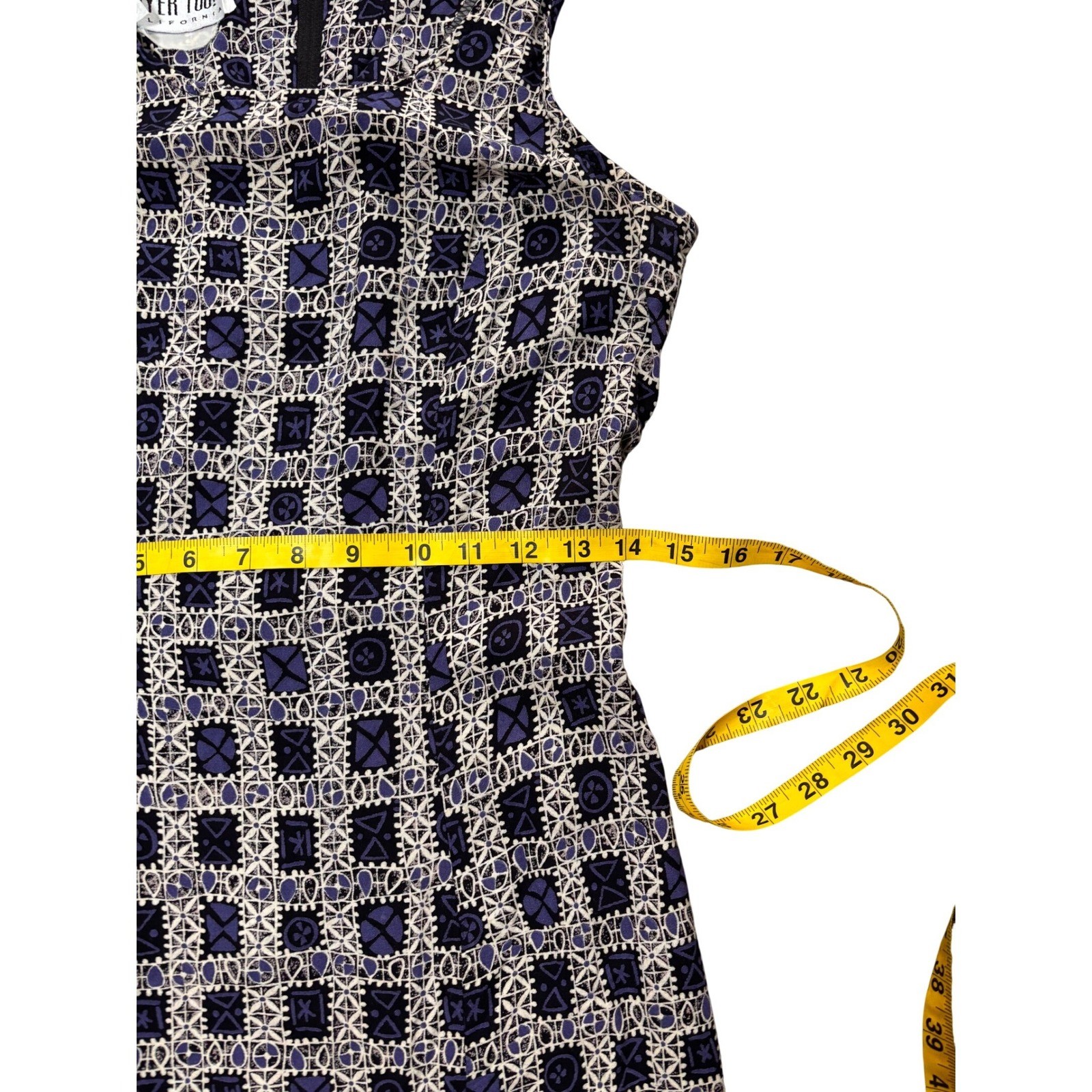 Vintage Byer Too! California Geometric Print Lace Up Back Maxi Dress M Purple
