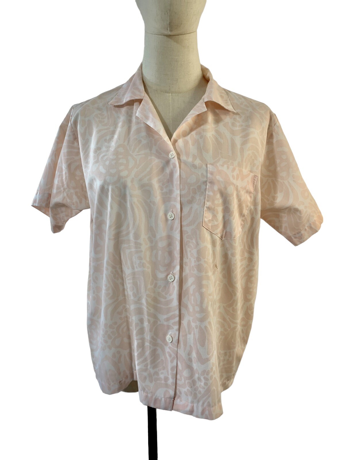 Vintage Cape Cod Match Mates Medium top 70s 80s Blouse Shirt Button Up Pink