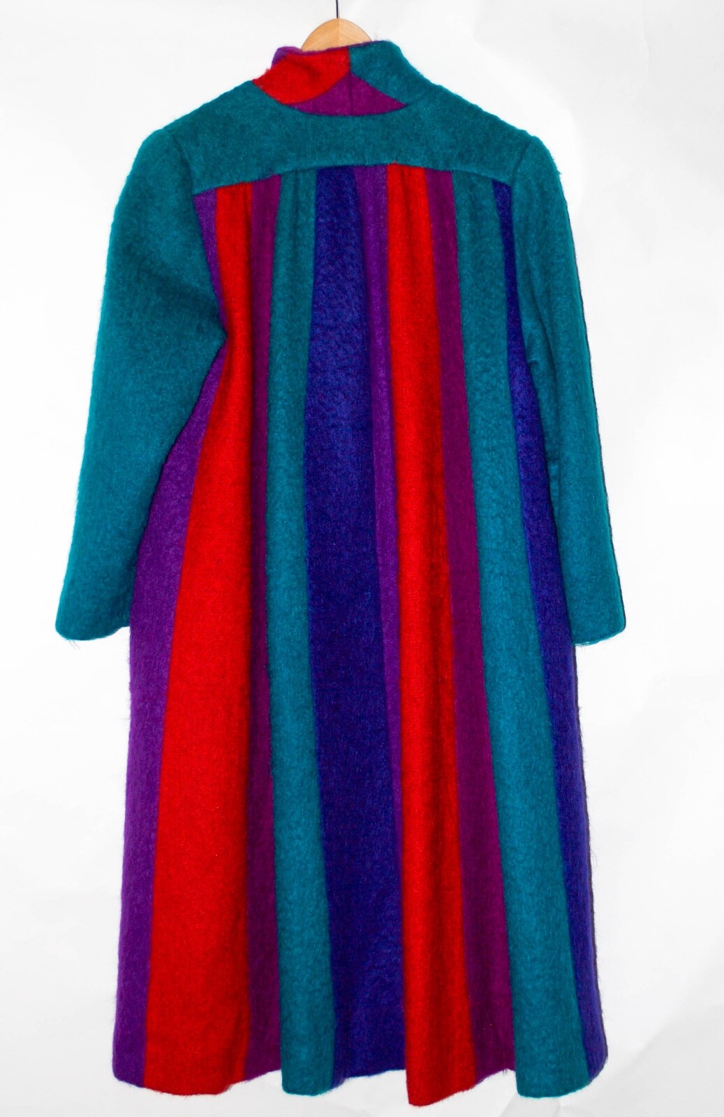 Dolores’ Unique Designs Mohair Striped, Non-closure Swing Coat. Made in Texas.