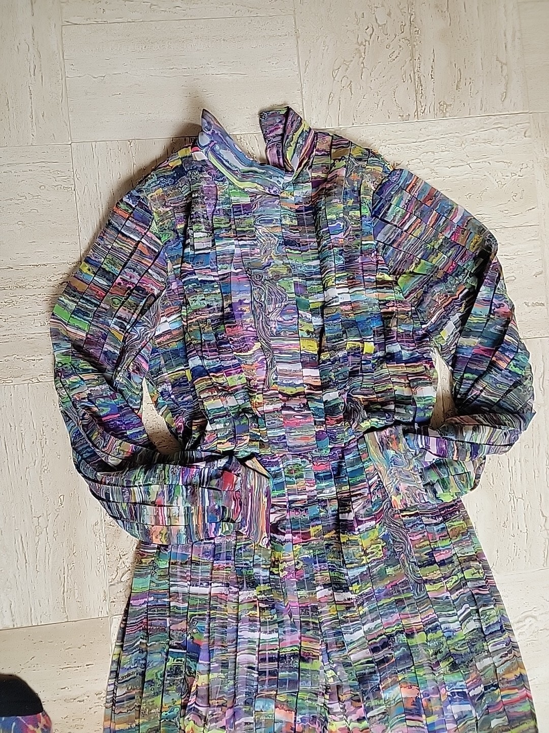 VTG MARITA by ANTHONY MUTO Psychedelic Marble Shirt Dress 1970s VTG Rare Sz S-M