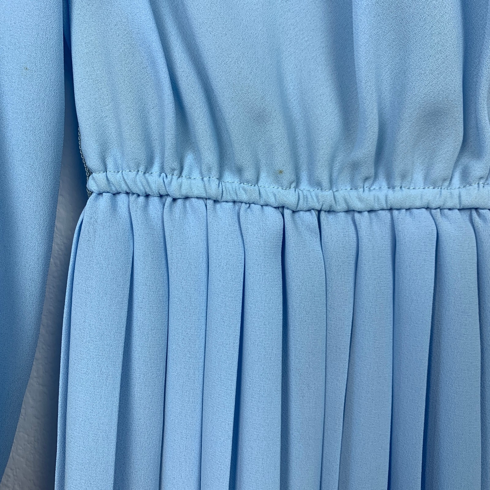 Vintage 80s Mavinette Blue Pleated Twirl Secretary Dress Twee Size 6