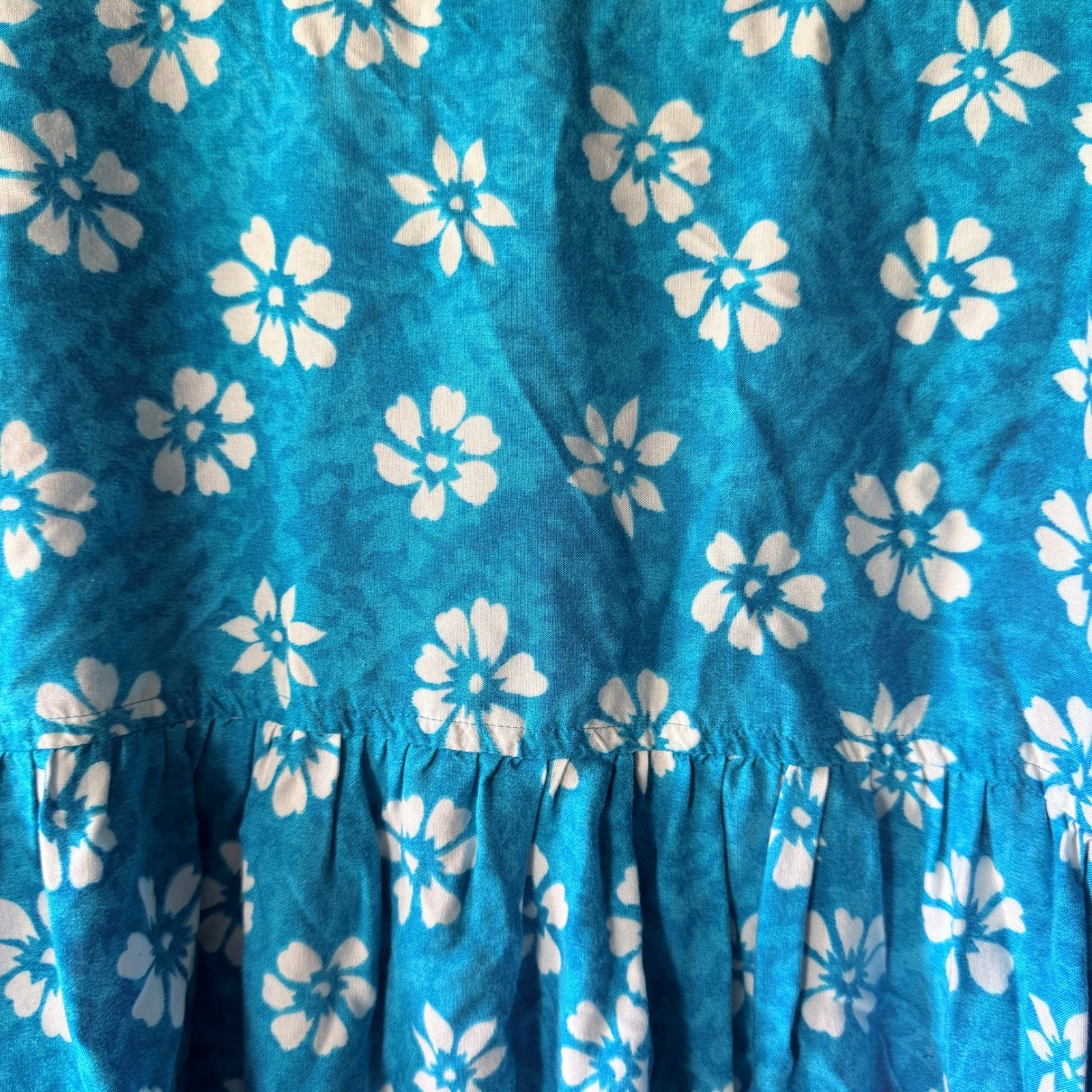Jennifer Moore Vintage Tropical Hibiscus Sleeveless Babydoll Sundress,Teal,M
