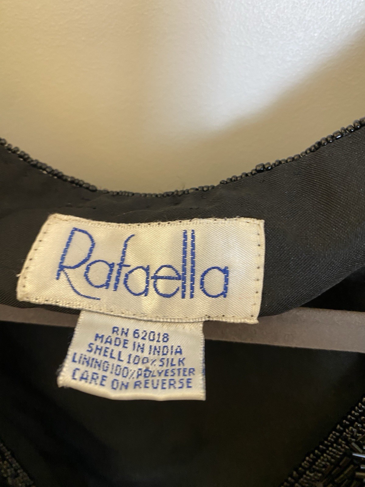 Rafaela Vintage Beaded Black Silk Vest XL Fancy party accessory