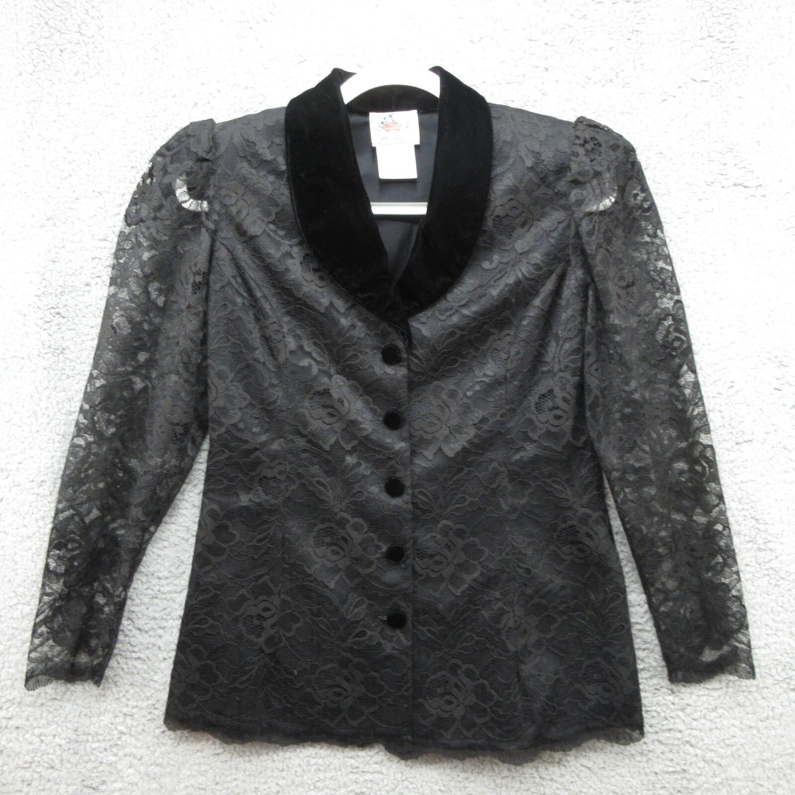 Lanz Originals Vintage Lace Blazer Womens 6 Black Gothic 80’s Witchy Made In USA