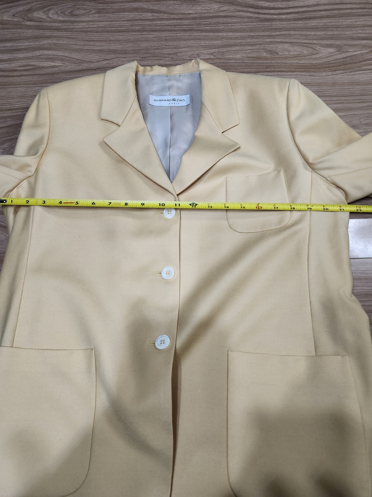 Vintage Bernard Zins Paris Womens Blazer 100% Wool And Cashmere Sz 14 Yellow…