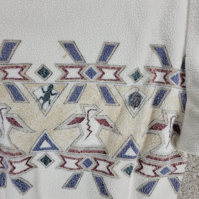 Vintage 90’s Art Unlimited Aztec Sweatshirt Womens M White Brown Phoenix Fleece