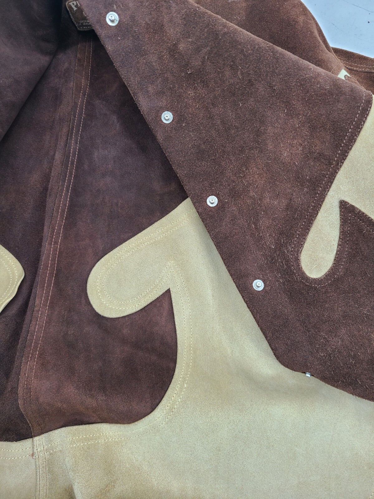 Vintage Penelope Leather Suede Cape Womens One Size Brown Swirl Mexican